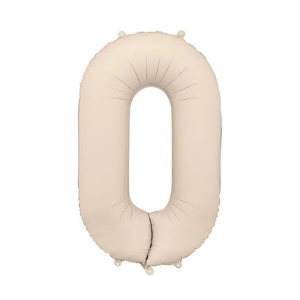 0 Jaar Cijfer Ballon Beige Leeg 86cm van Partydeco koop je bij Partywinkel