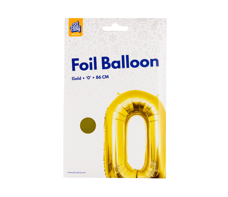 0 Jaar Cijfer Ballon Goud Leeg 86cm - Partywinkel - 8716764237188