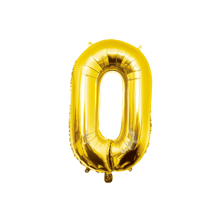 0 Jaar Cijfer Ballon Goud Leeg 86cm - Partywinkel - 8716764237188
