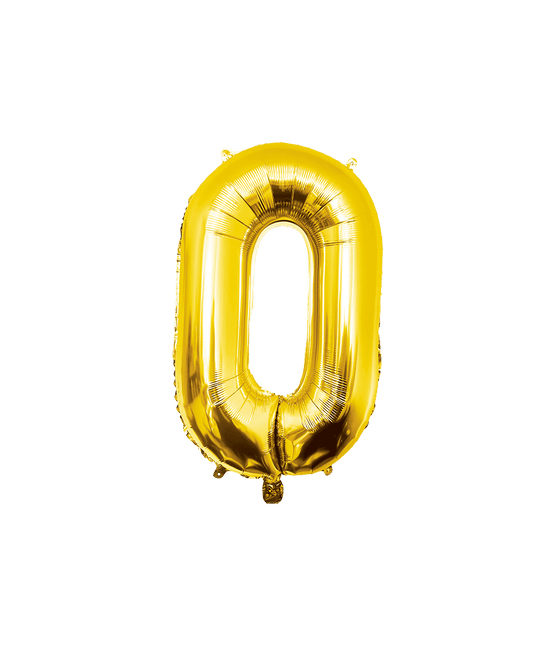 0 Jaar Cijfer Ballon Goud Leeg 86cm - Partywinkel - 8716764237188