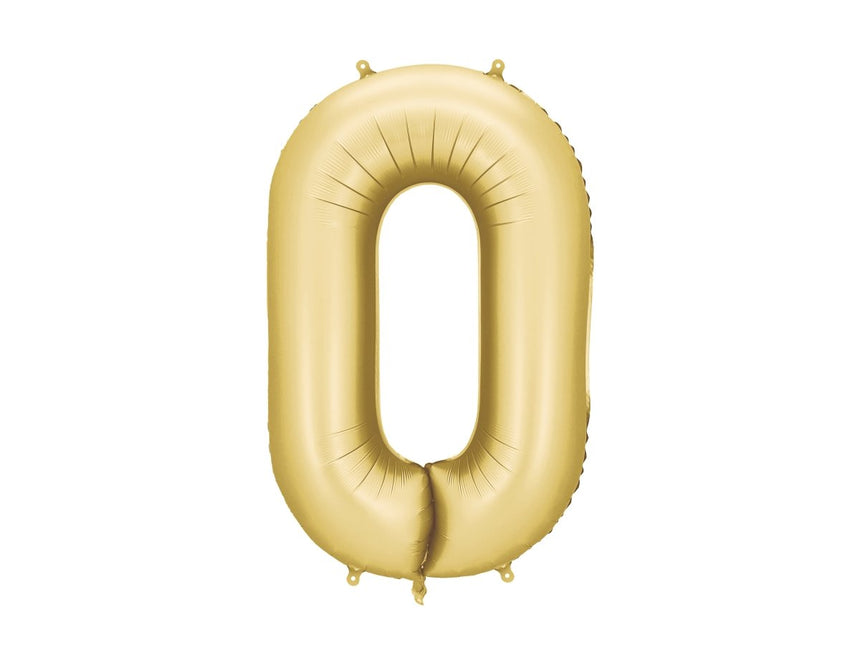 0 Jaar Cijfer Ballon Goud Satijn Folie Leeg 86cm van Partydeco koop je bij Partywinkel
