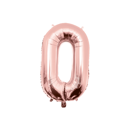 0 Jaar Cijfer Ballon Rose Goud Leeg 86cm - Partywinkel - 8716764237607