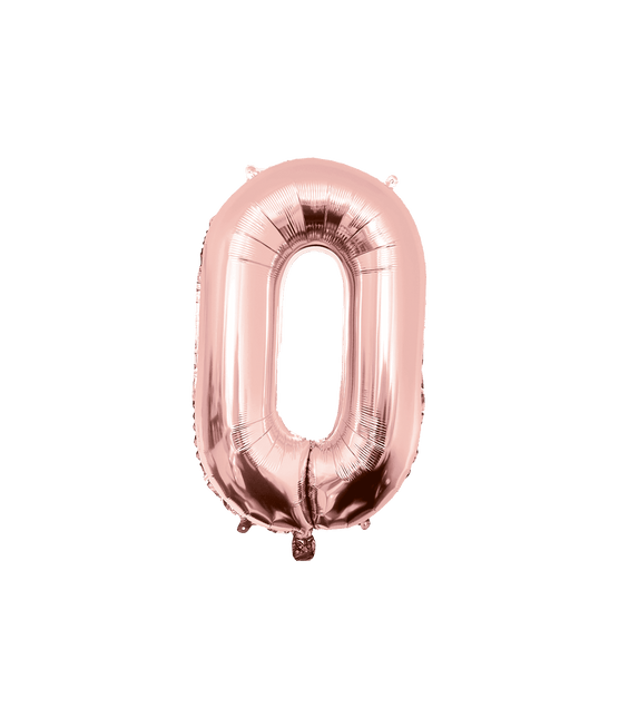 0 Jaar Cijfer Ballon Rose Goud Leeg 86cm - Partywinkel - 8716764237607