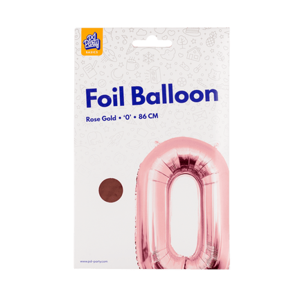 0 Jaar Cijfer Ballon Rose Goud Leeg 86cm - Partywinkel - 8716764237607