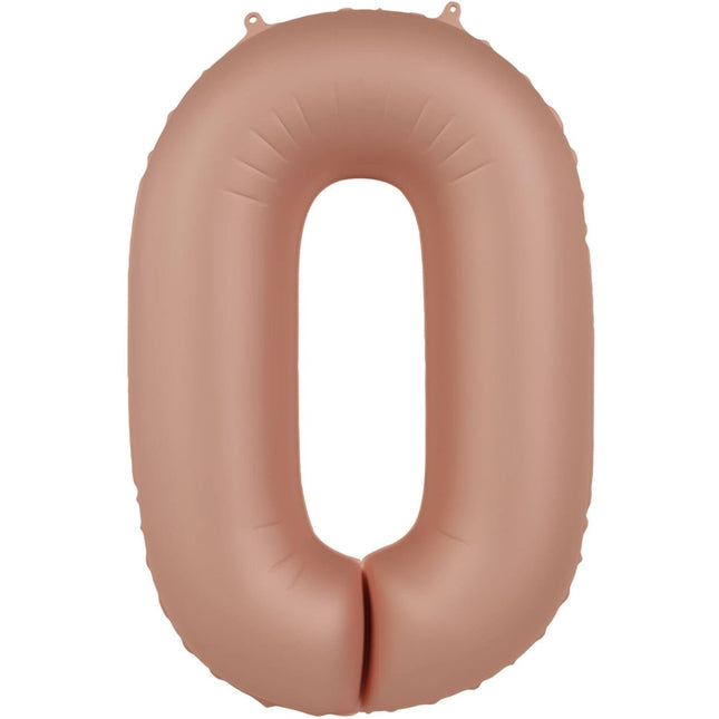 0 Jaar Cijfer Ballon Rose Goud Mat 86cm van Folat koop je bij Partywinkel
