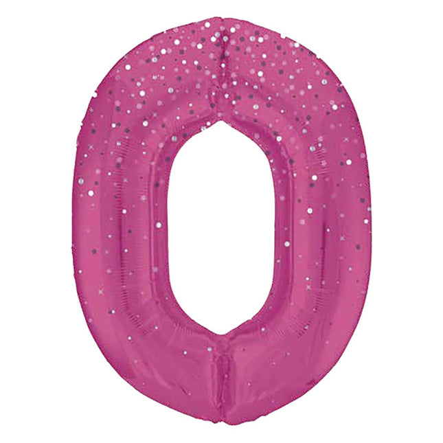 0 Jaar Cijfer Ballon Roze Stippen 86cm van Unique koop je bij Partywinkel