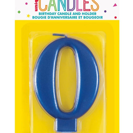 0 Jaar Kaars Blauw 12cm van Unique koop je bij Partywinkel