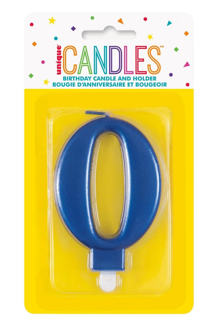0 Jaar Kaars Blauw 12cm van Unique koop je bij Partywinkel