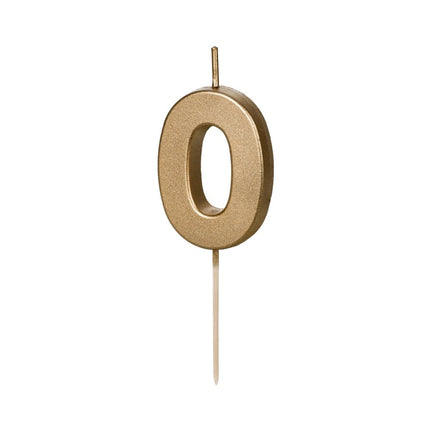 0 Jaar Kaars Goud 4,5cm - Partywinkel - 5904555032293