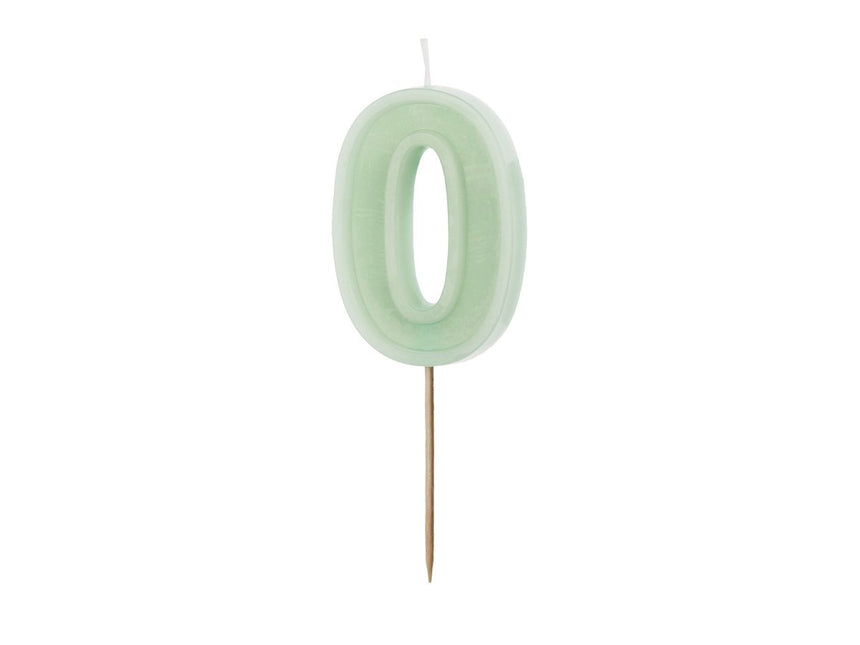 0 Jaar Kaars Mintgroen 10cm van Partydeco koop je bij Partywinkel