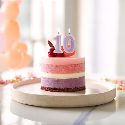 0 Jaar Kaars Paars 10cm van Partydeco koop je bij Partywinkel