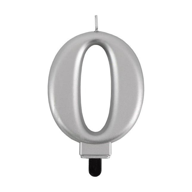 0 Jaar Kaars Zilver Metellic 7cm van VDV Benefit koop je bij Partywinkel