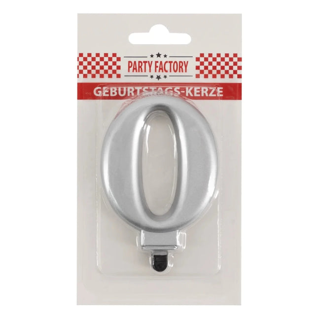 0 Jaar Kaars Zilver Metellic 7cm van VDV Benefit koop je bij Partywinkel