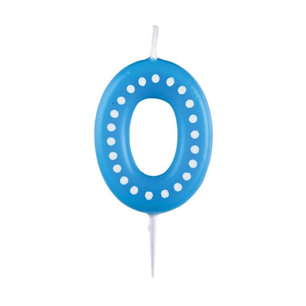 0 Kaars Blauw Stippen 6,5cm van Riethmueller koop je bij Partywinkel