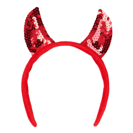Czerwona opaska do włosów Devil Sequins