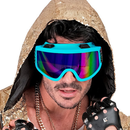 Gogle narciarskie 80s Blue Rainbow Leopard Print