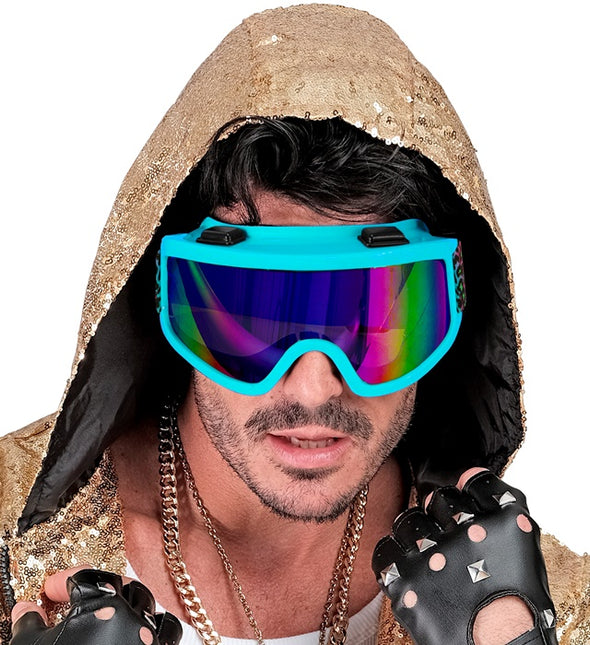 Gogle narciarskie 80s Blue Rainbow Leopard Print