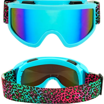 Gogle narciarskie 80s Blue Rainbow Leopard Print