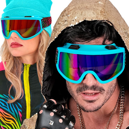 Gogle narciarskie 80s Blue Rainbow Leopard Print