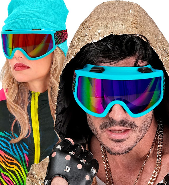 Gogle narciarskie 80s Blue Rainbow Leopard Print