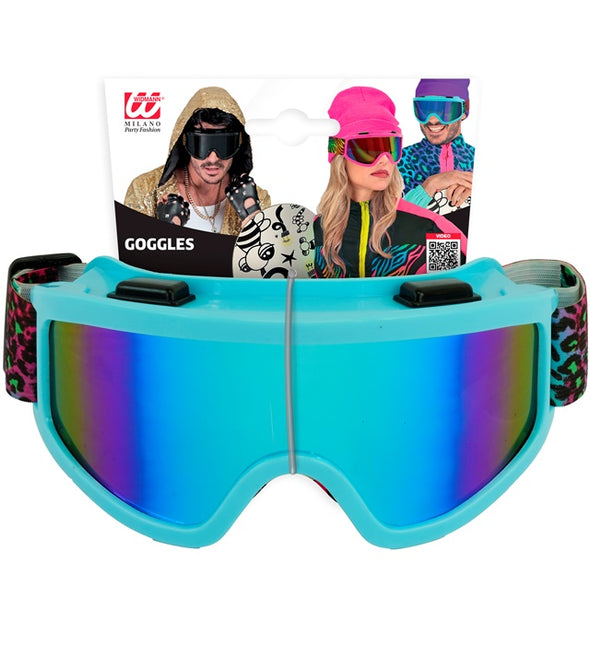 Gogle narciarskie 80s Blue Rainbow Leopard Print