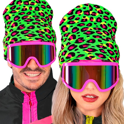 Beanie Leopard Neon Green