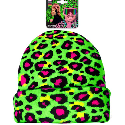 Beanie Leopard Neon Green