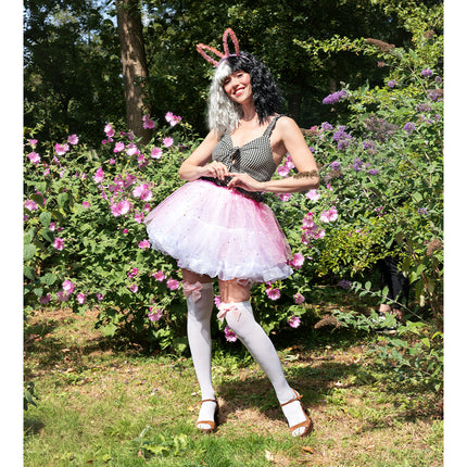 Para pończoch Bow biały/różowy