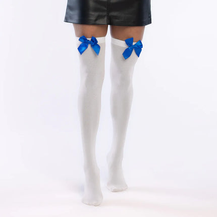 Para pończoch Bow biały/niebieski