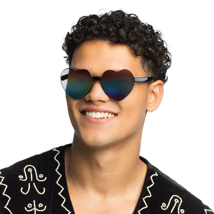 Party brile Festival hearts mirror black