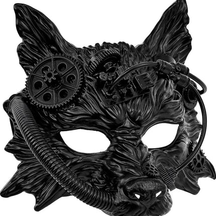 STEAMPUNKOWA MASKA WILKA CZARNA
