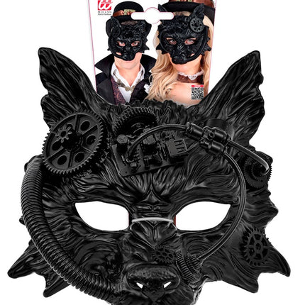 STEAMPUNKOWA MASKA WILKA CZARNA