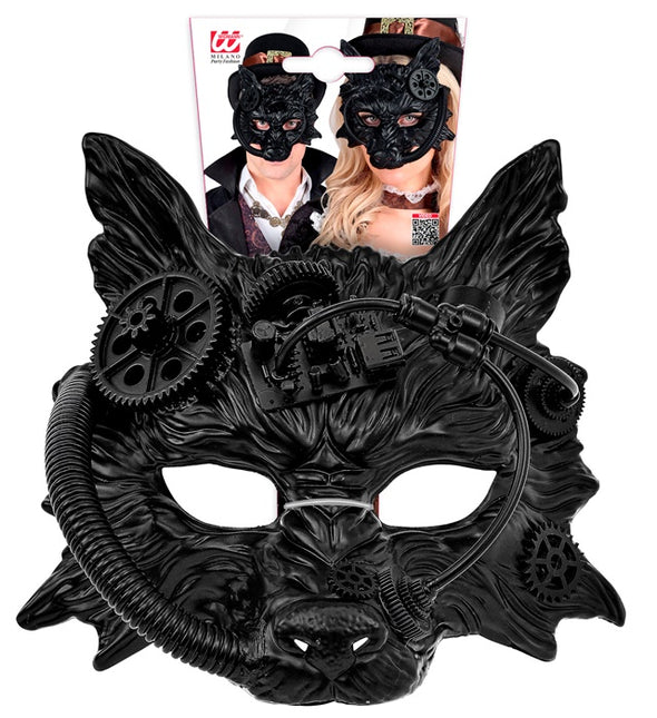 STEAMPUNKOWA MASKA WILKA CZARNA