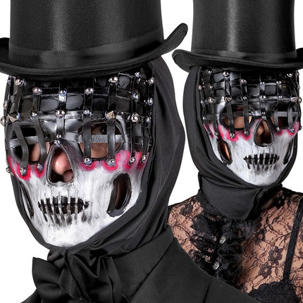 Maska na Halloween Czarny Biały Szkielet Mesh