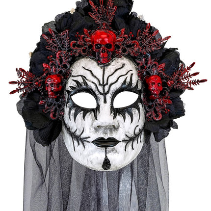 Maska Dia De Los Muertos Czarny Biały Welon