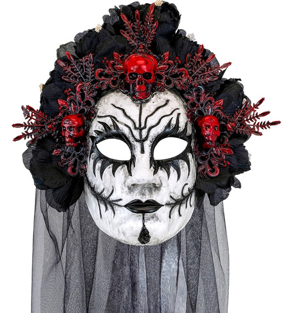 Maska Dia De Los Muertos Czarny Biały Welon
