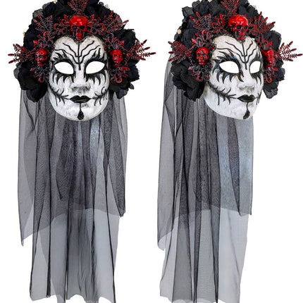 Maska Dia De Los Muertos Czarny Biały Welon