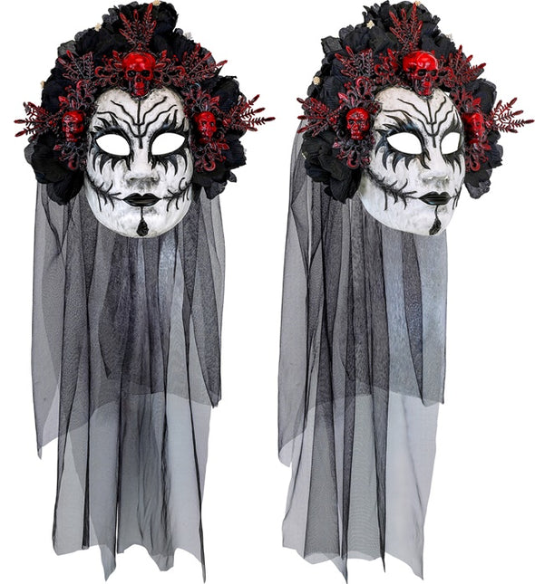Maska Dia De Los Muertos Czarny Biały Welon