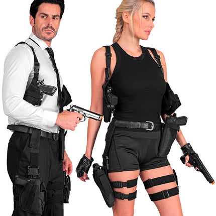 Kabura na prawą nogę, czarna, taktyczna