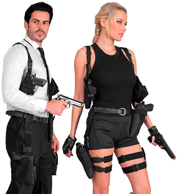 Kabura na prawą nogę, czarna, taktyczna