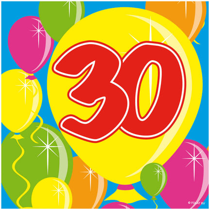 Serwetki 30 lat Balony 25x25cm - 20 szt