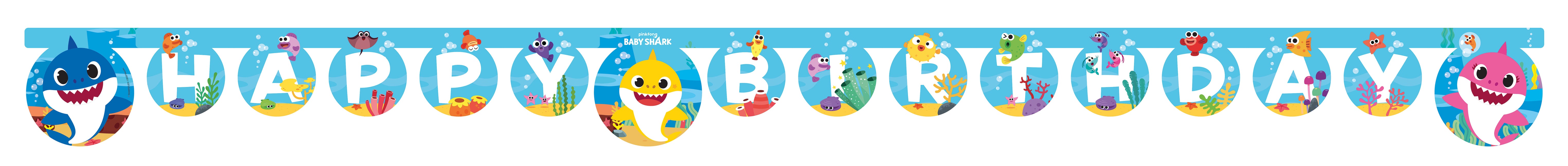 Baby Shark Fsc "Happy Birthday" Die Cut Paper Banner 1St