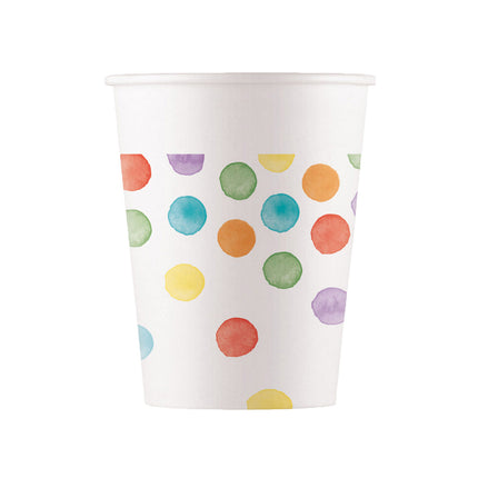 Kubki z farbą w kropki 200ml 8szt