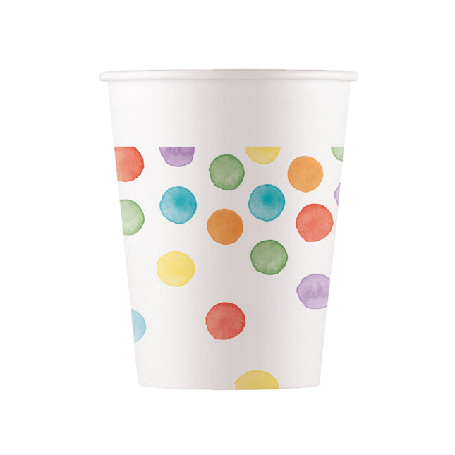 Kubki z farbą w kropki 200ml 8szt
