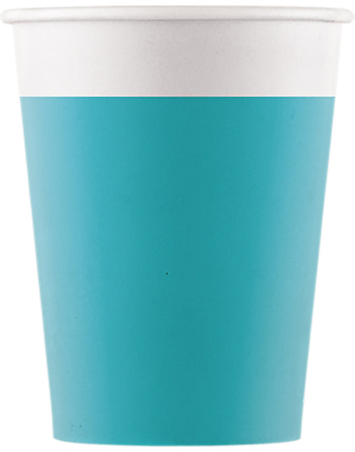 Kubki papierowe Fsc w jednolitym kolorze turkusowym 200 ml (Wm) 8 szt