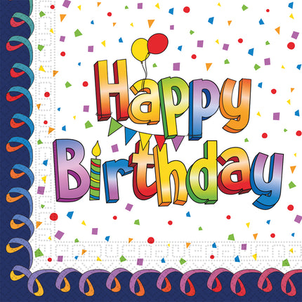 Wielokolorowe serwetki papierowe Happy Birthday Fsc Two Ply 33X33Cm 20szt