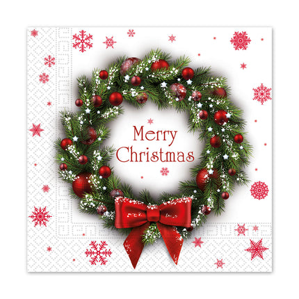 3 warstwowe serwetki papierowe 3 warstwowe serwetki papierowe 33X33Cm Merry Xmas Wreath 20St