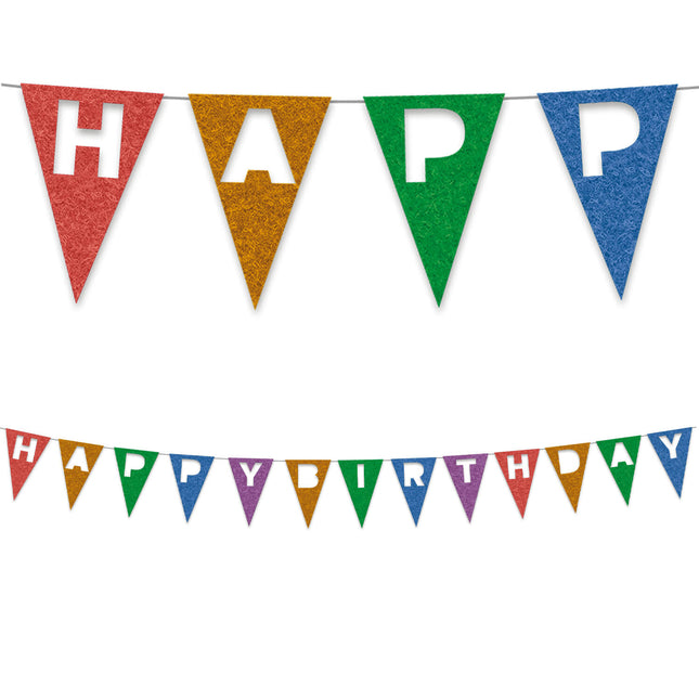 Baner filcowy wielokrotnego użytku Party Essentials 2M "Happy Birthday" 1St