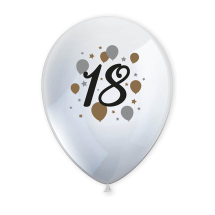 Balony lateksowe z nadrukiem Milestone Happy Birthday"18" 6St