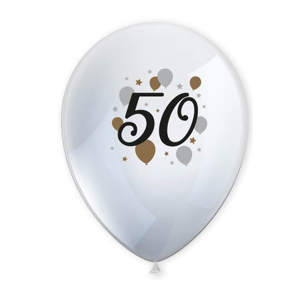 Balony lateksowe z nadrukiem Milestone Happy Birthday"50" 6St